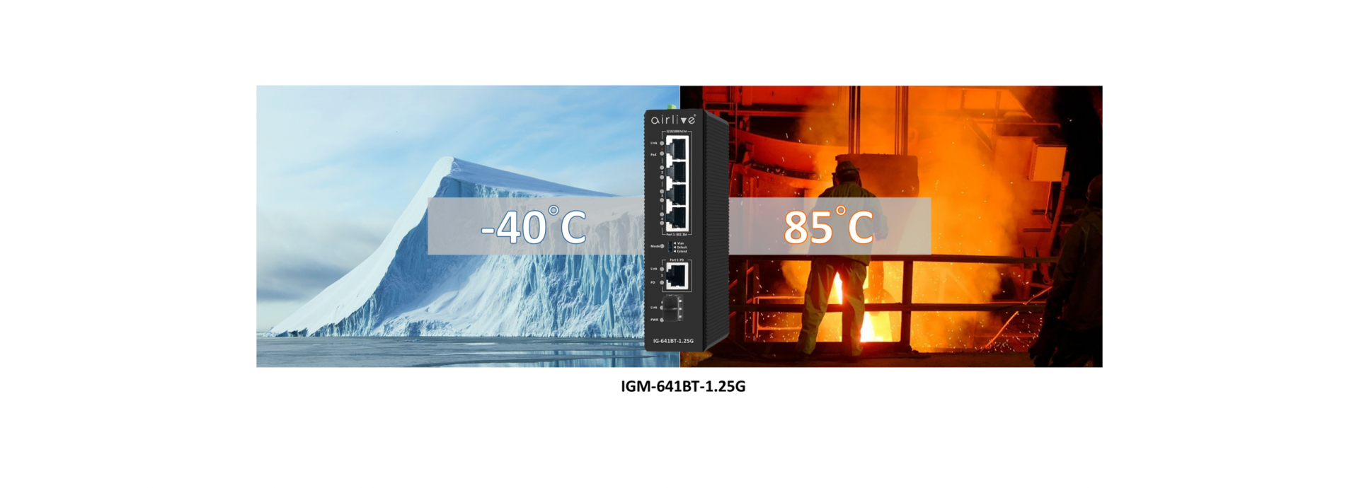 Wide temperature coverage from -40°C ~ 85°C