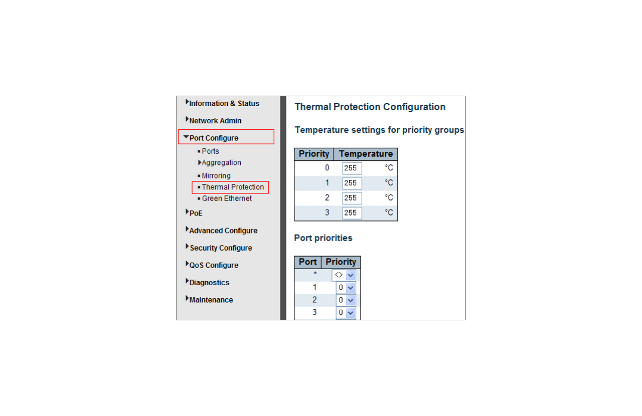 Thermal Protection Configuration