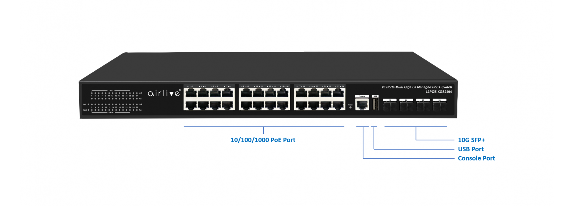 L3POE-XGS4804-400 BT: Layer 3 400W Managed Gigabit PoE+ Switch with 10G  uplink _Rich Layer 3 Management Network Swith_PoE Switch_Products, wifi6  MESH Router, AirLive, Managed Switch, 5G