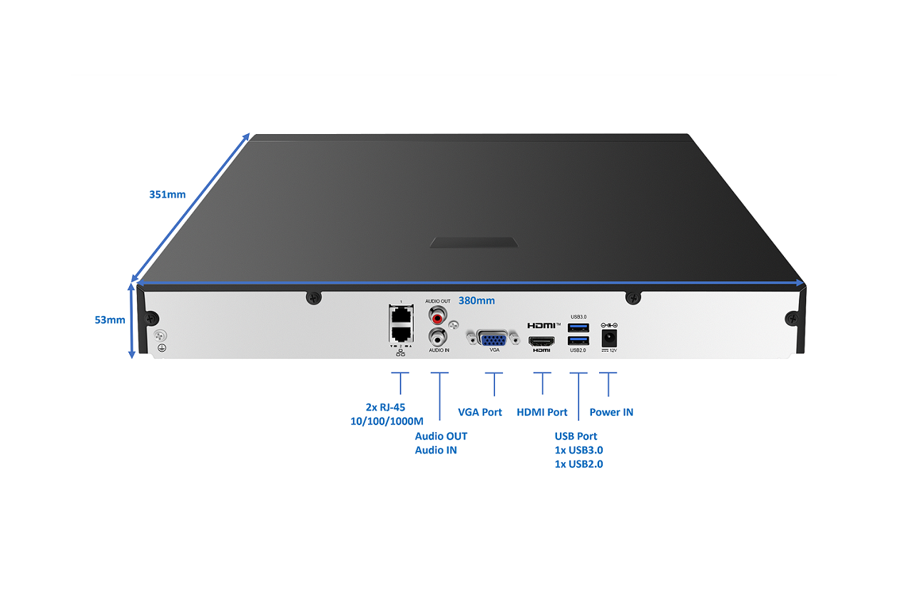 4K High Resolution NVR Dual Monitor Local HDMI/VGA Display