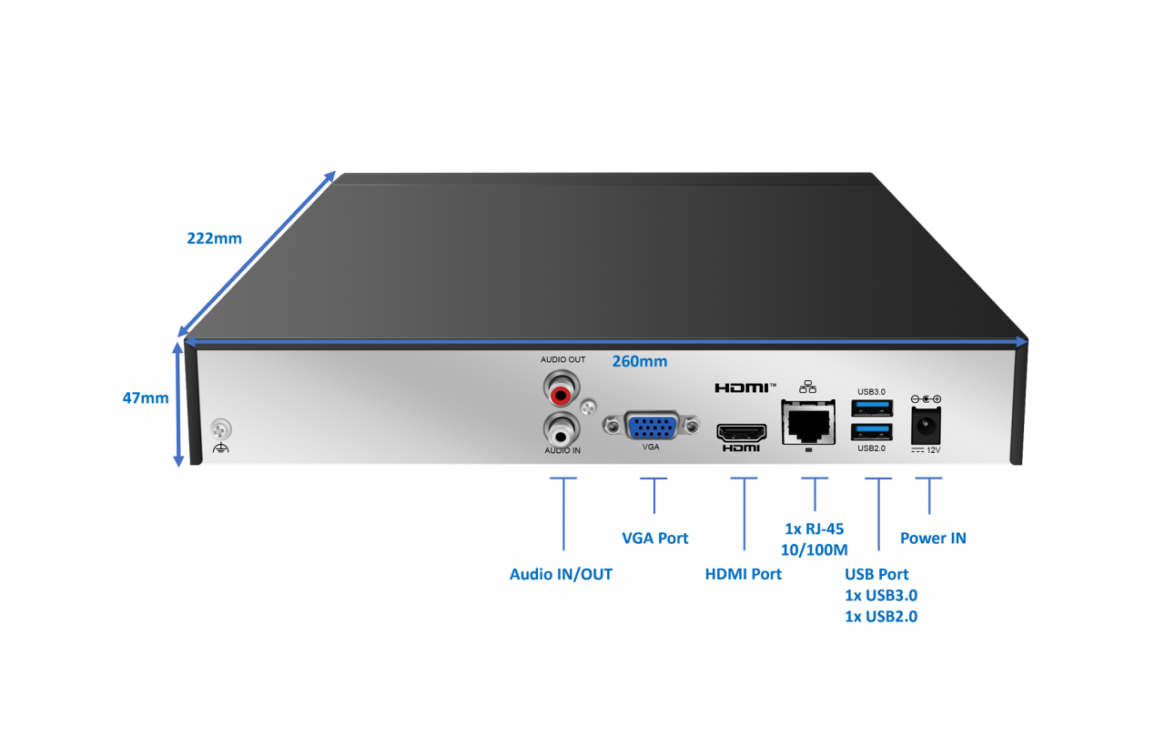 4K High Resolution NVR Dual Monitor Local HDMI/VGA Display