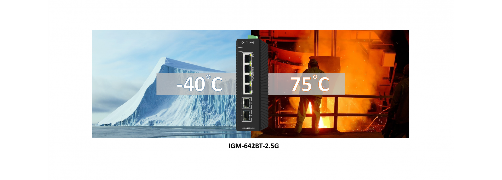Wide temperature coverage from -40°C ~ 75°C