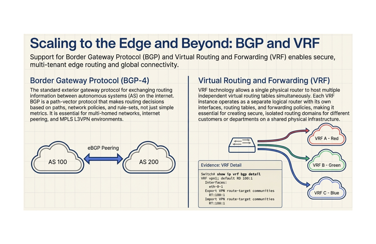 Scaling to edge and beyond: BGP and VRF
