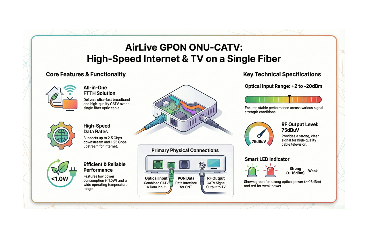 AirLive GPON ONU-CATV Features