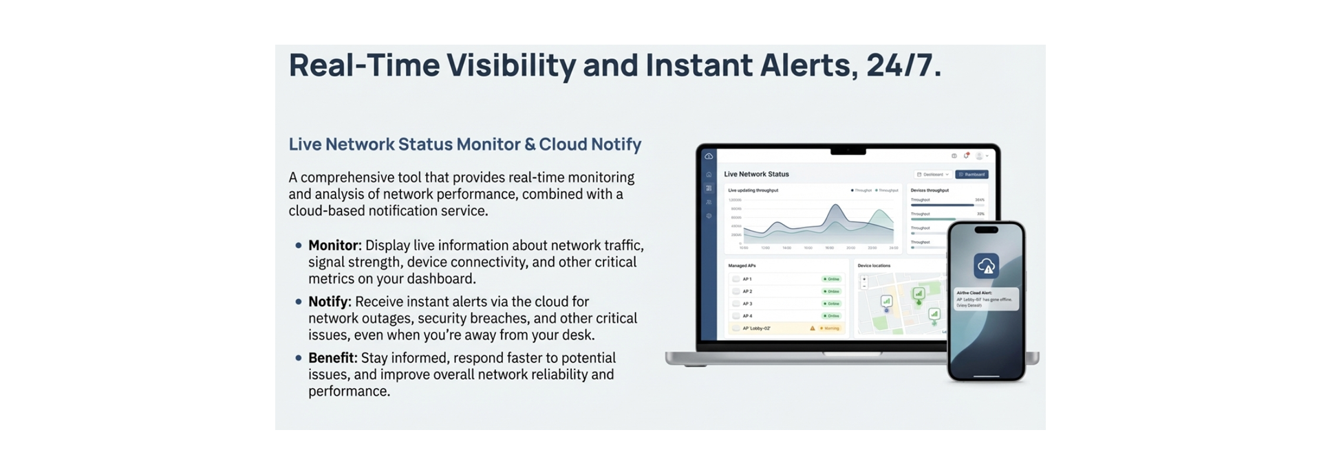Live Network Status Monitor and Cloud Notify