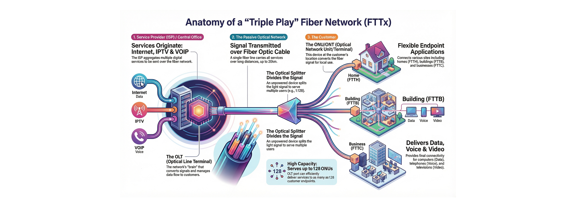 High-speed and Long-distance Coverage for Triple Play Services