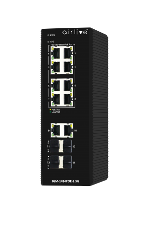 IGM-1484POE-2.5G: Industrial Ring Managed Gigabit PoE+ Switch