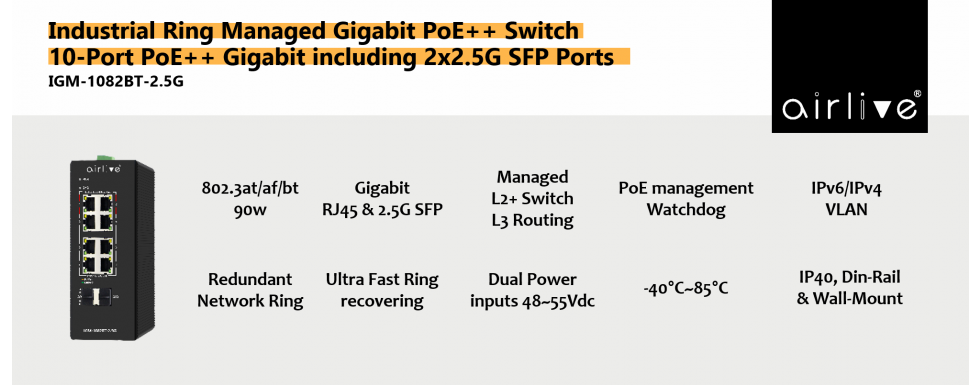 AirLive IGM-1082BT-2.5G Banner