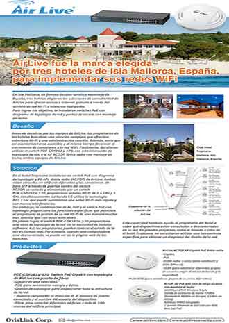 AirLive fue la marca elegida para implementar redes WiFi en hoteles de Isla Mallorca, España