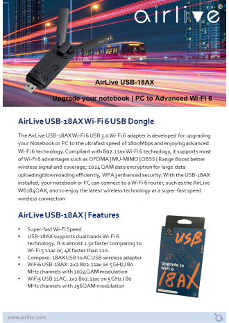 AirLive USB-18AX Upgrade your notebook to WiFi6